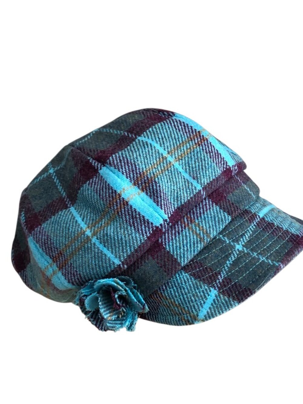 Newsboy Cabby Wool Hat Women's One Size Green Plaid Made in Ireland 8 Panel Cap